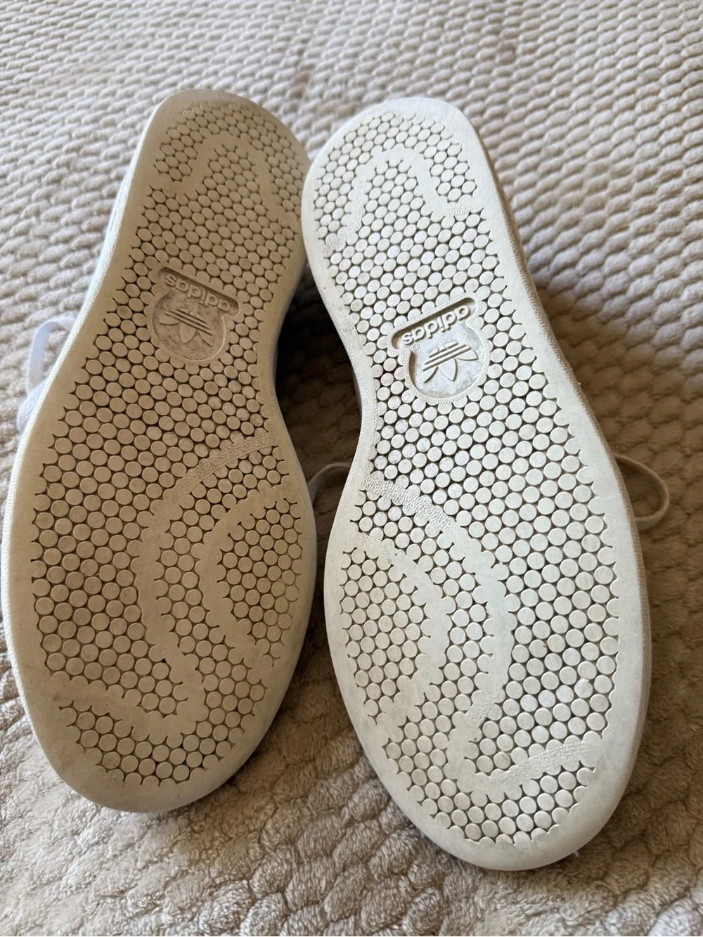 adidas Stan Smith White Leather Sneakers with Navy Heel Tab
